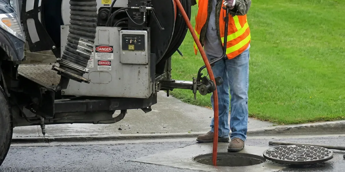 sewage clean up professionals using industrial equipment to remove contaminated wastewater in Louisville, KY