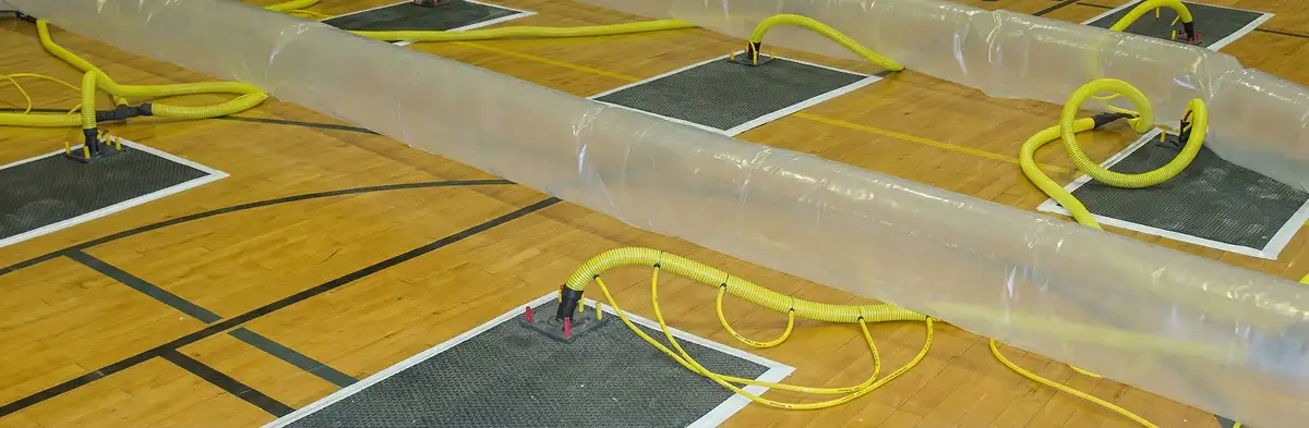 water clean up drying system set up to remove moisture and prevent further damage in Louisville, KY