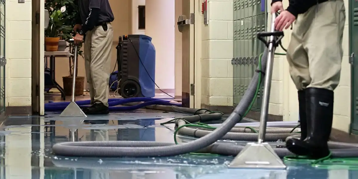 water damage restoration technicians performing professional water extraction inside a property in Louisville, KY